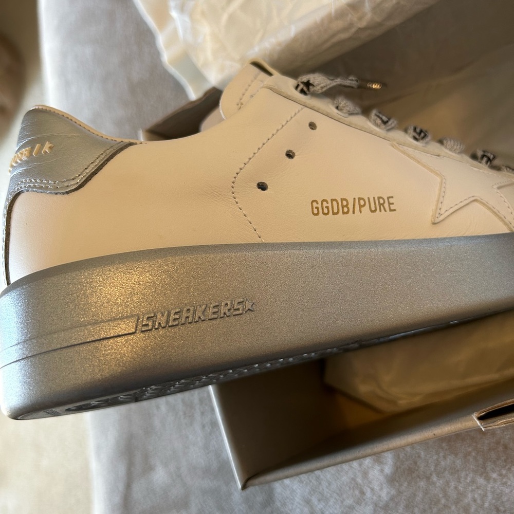 #Golden Goose white sneakers & silver worn once’s woman or men size 37, - Picture 7 of 16